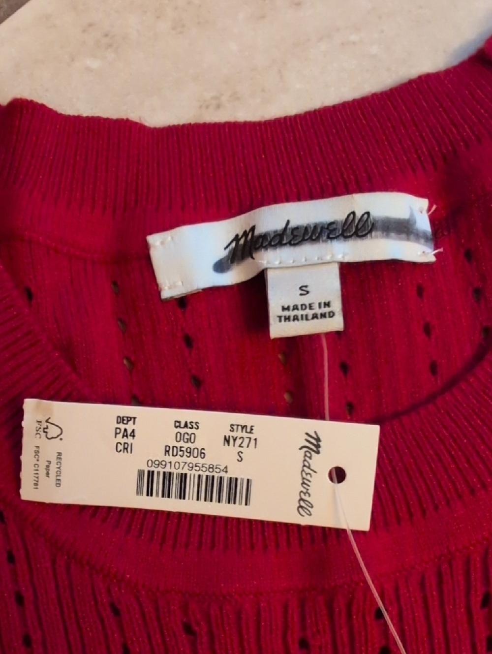 NWT Madewell Talia Rib The Signature Knit Crewneck Midi Dress Crimson Red - Picture 5 of 15